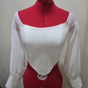 PrettyLittleThing White Corset Blouse
